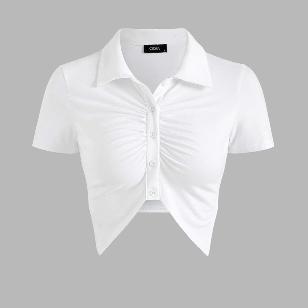 Cider Button Up Crop Top White NWT